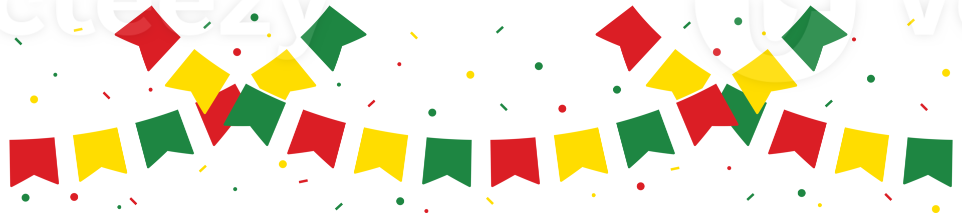 Red, yellow and green colored party bunting as the colors of the Black History Month flag. Flat design illustration. png