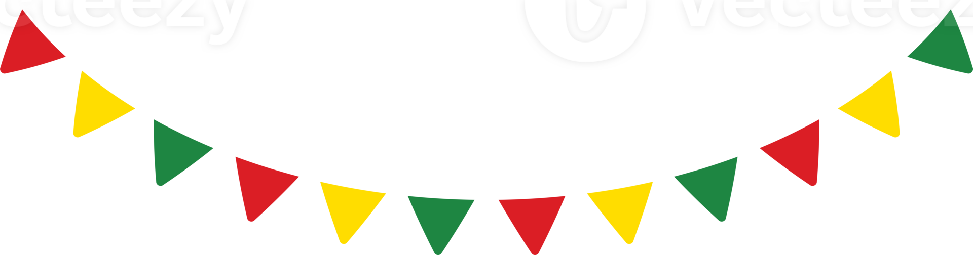 Red, yellow and green colored party bunting as the colors of the Black History Month flag. Flat design illustration. png
