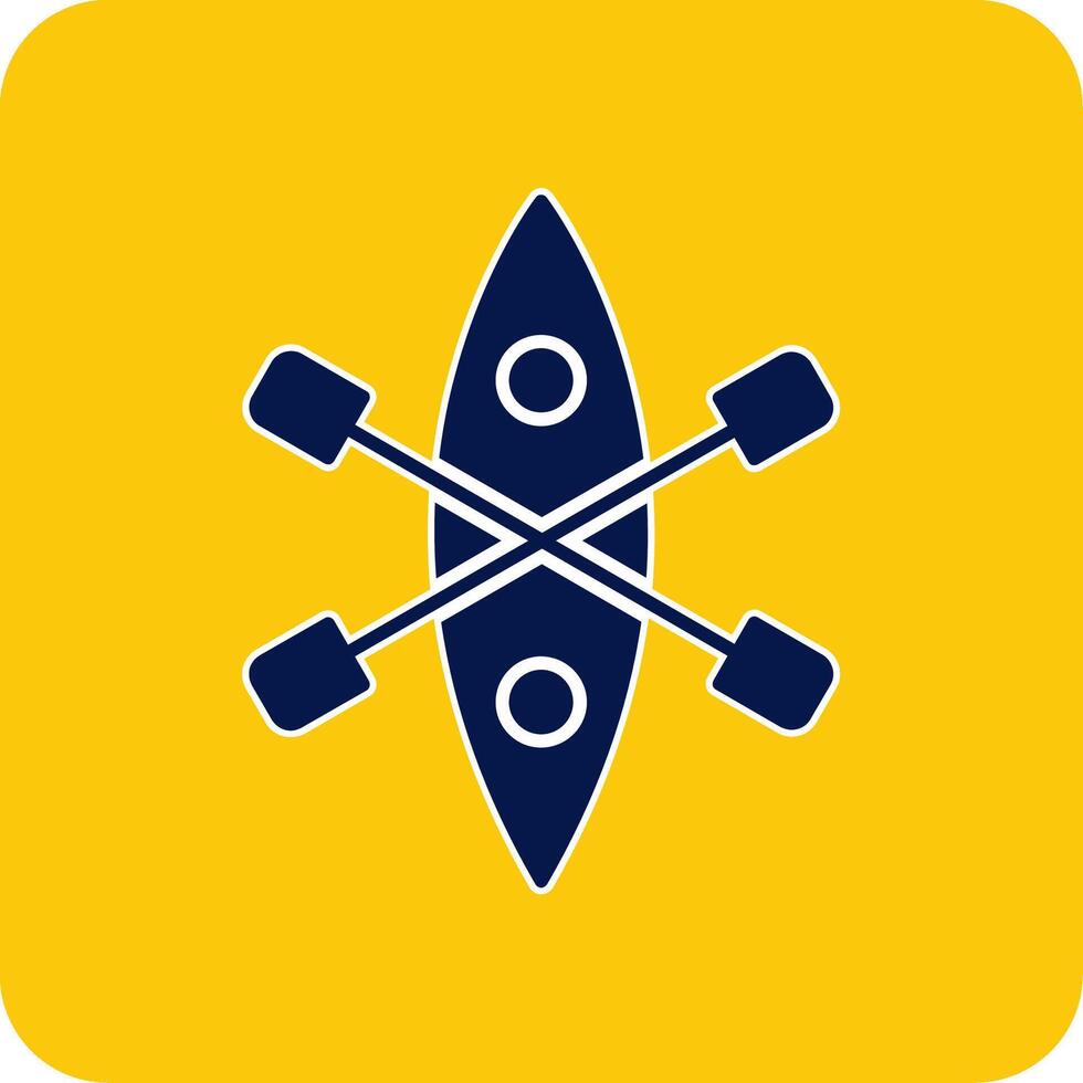 Kayak Glyph Square Two Color Icon vector