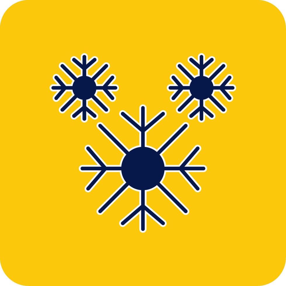 Snowflake Glyph Square Two Color Icon vector