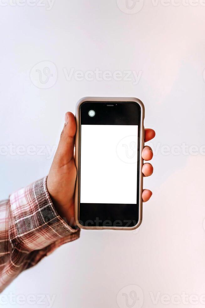 Blank smartphone display template, phone mockup for design purposes photo