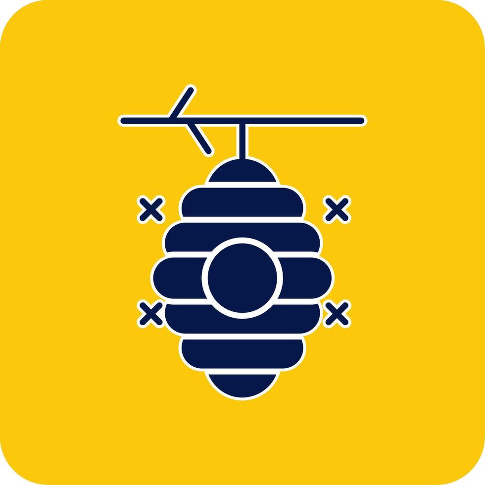 Beehive Glyph Square Two Color Icon vector