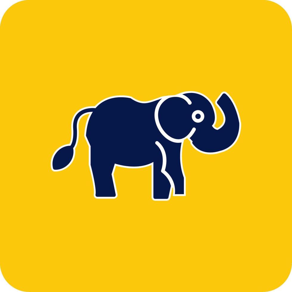 Elephant Glyph Square Two Color Icon vector