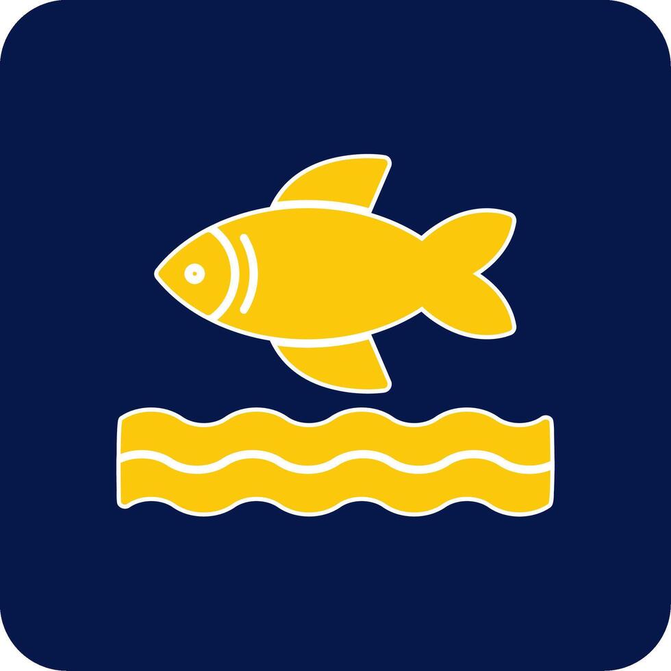 Fish Glyph Square Two Color Icon vector