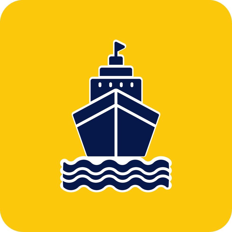 Ship Glyph Square Two Color Icon vector