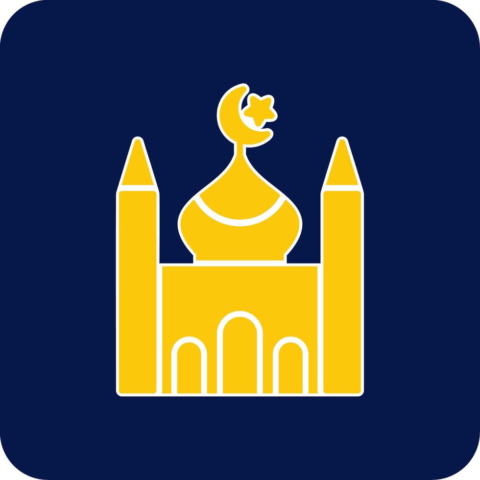 Mosque Glyph Square Two Color Icon vector