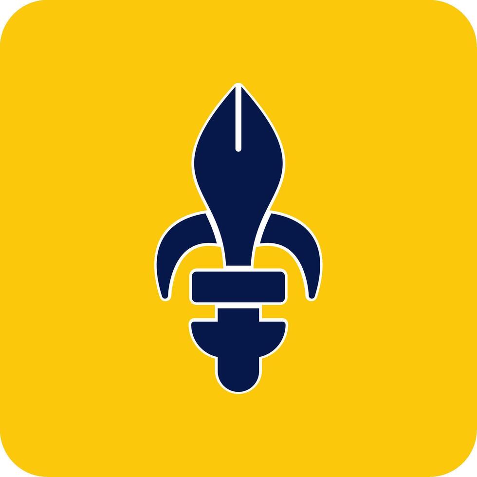 Fleur de lis Glyph Square Two Color Icon vector