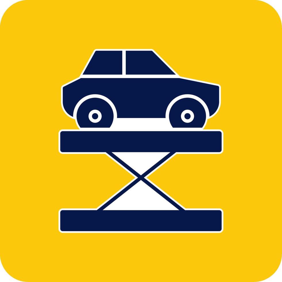 Car Lift Glyph Square Two Color Icon vector