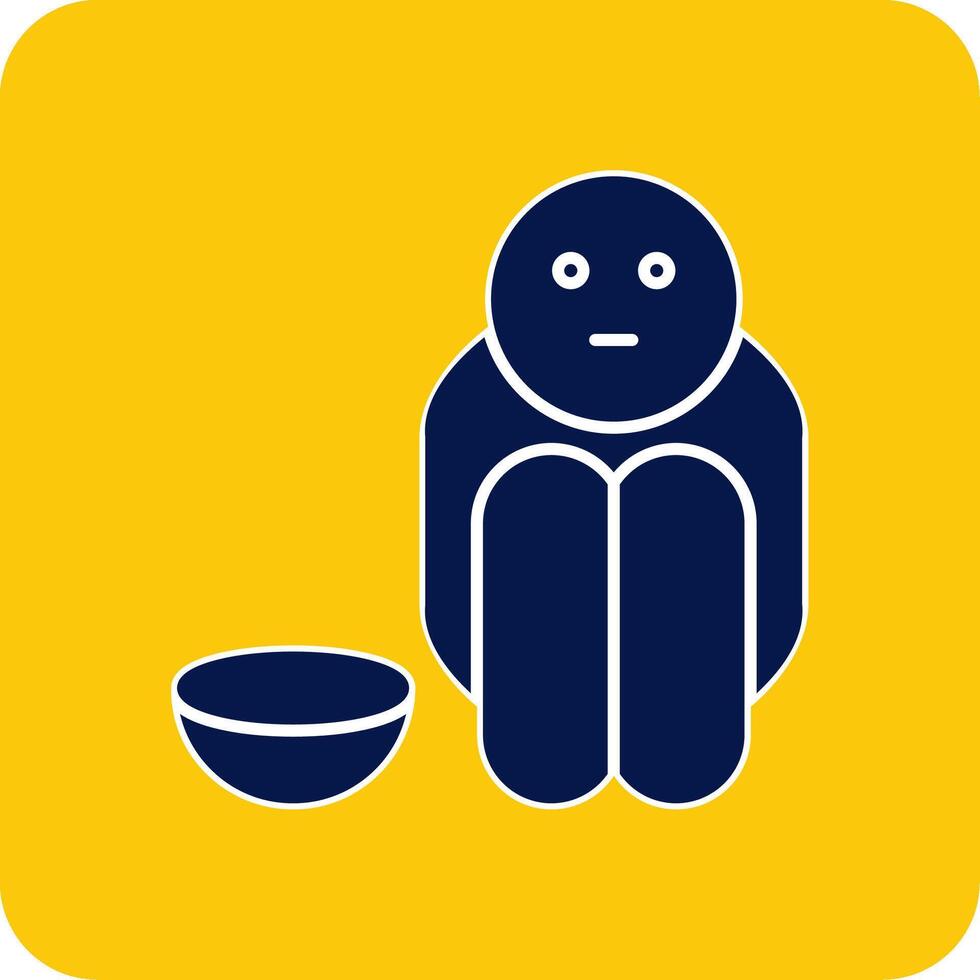 Hunger Glyph Square Two Color Icon vector