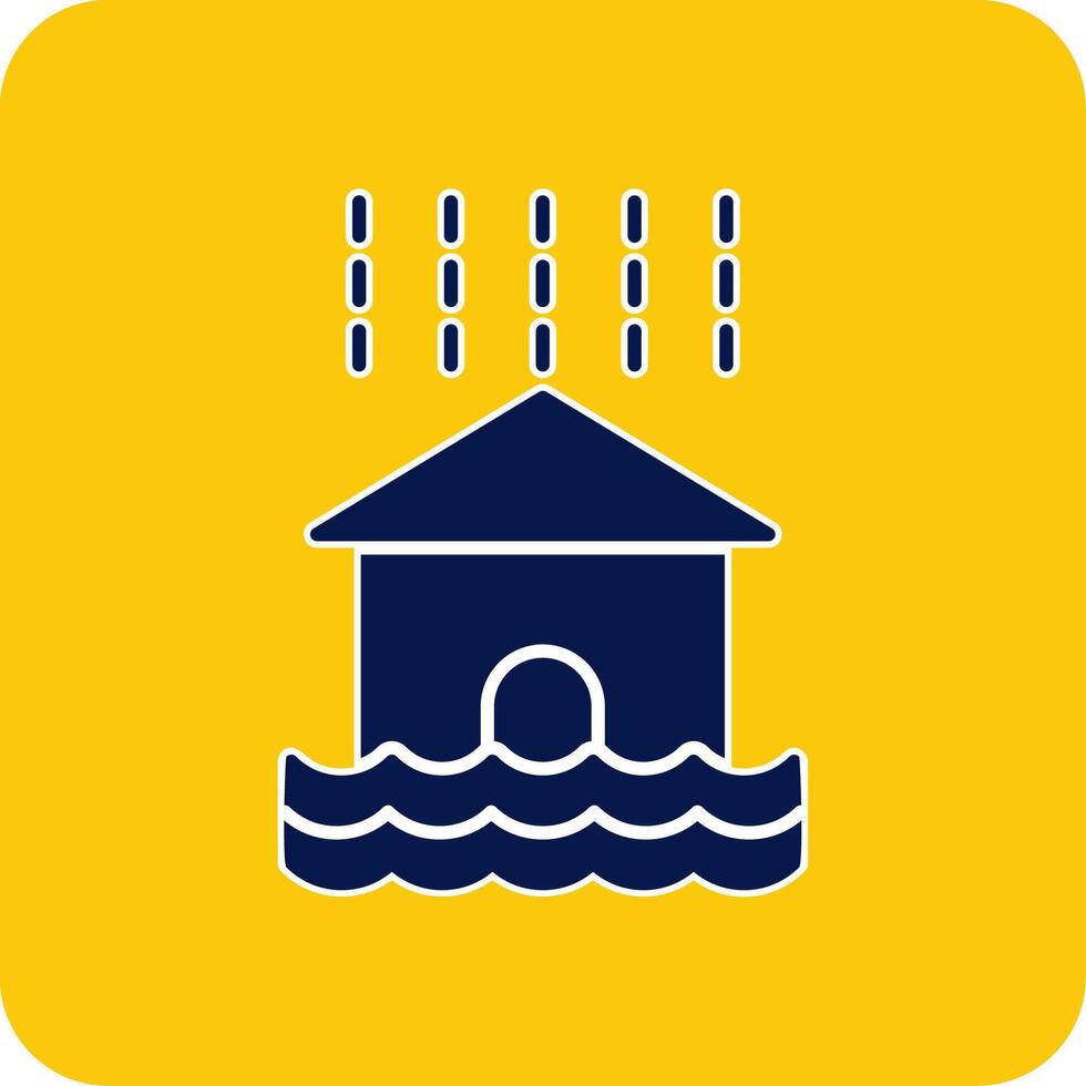 Flood Glyph Square Two Color Icon vector