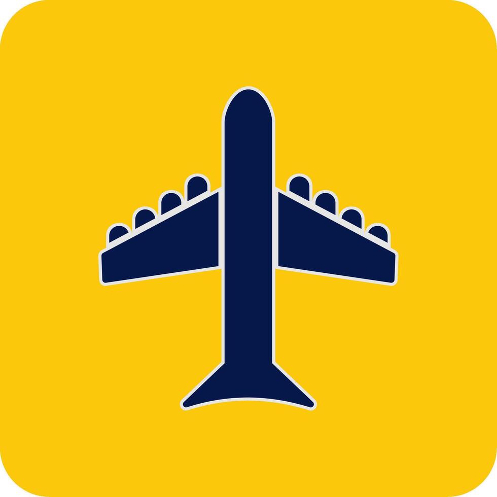 Airplane Glyph Square Two Color Icon vector