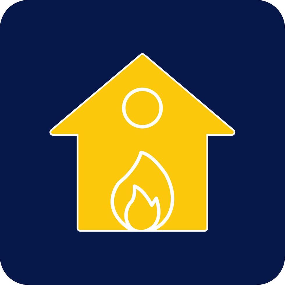 Burning House Glyph Square Two Color Icon vector