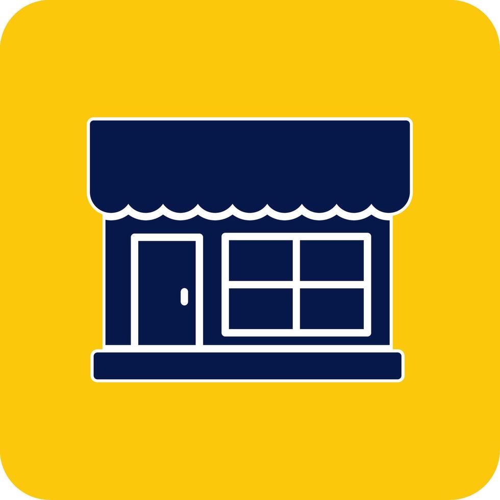 tienda de comestibles Tienda glifo cuadrado dos color icono vector