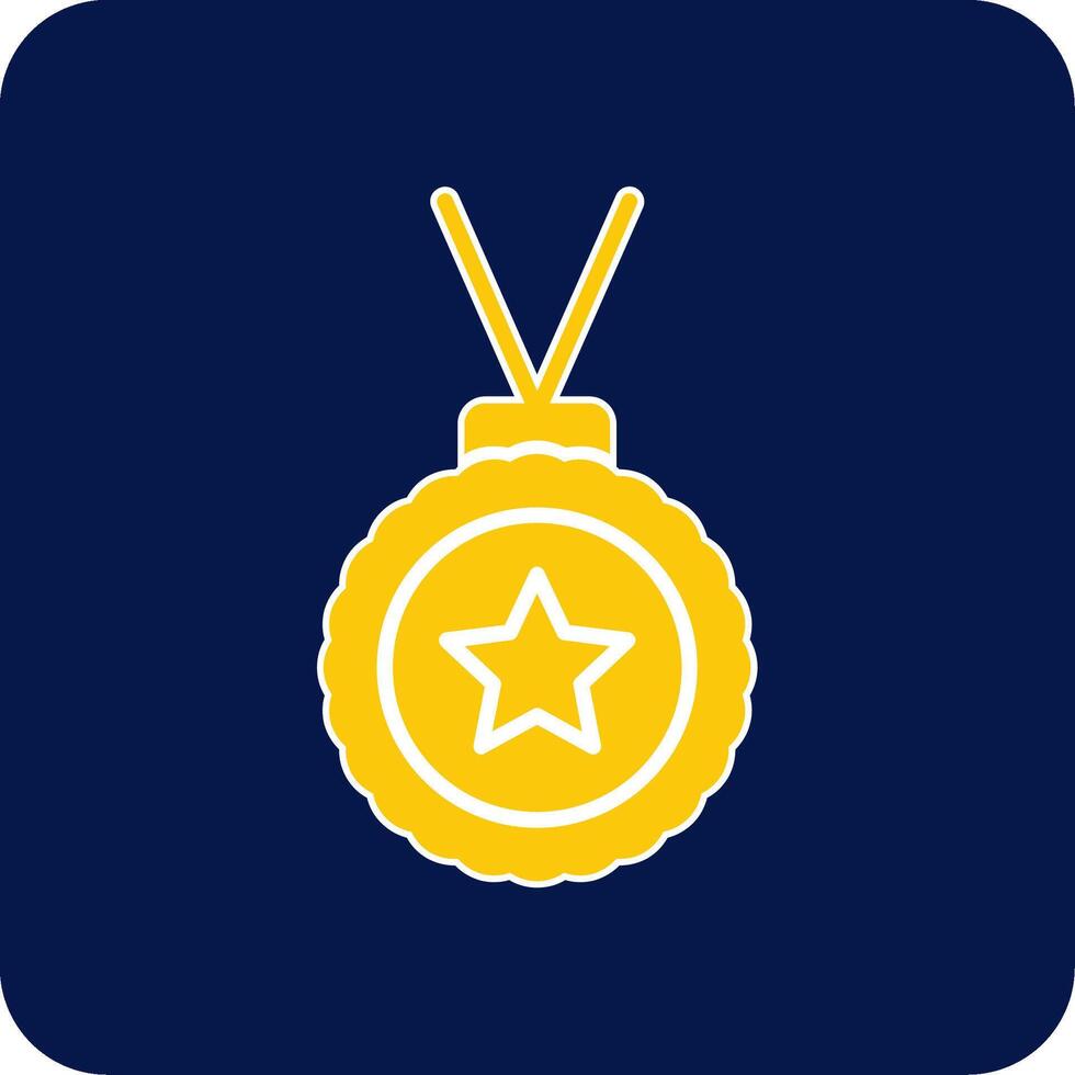 medalla glifo cuadrado dos color icono vector