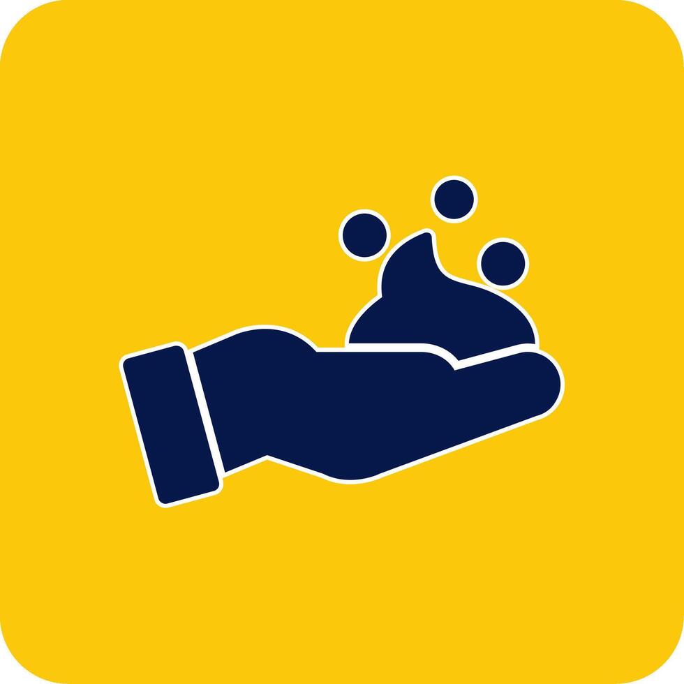 Foam Hand Glyph Square Two Color Icon vector