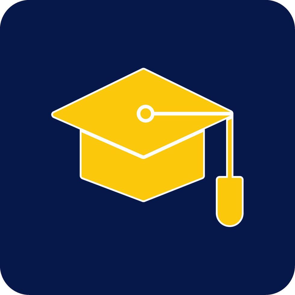 Graduate Hat Glyph Square Two Color Icon vector