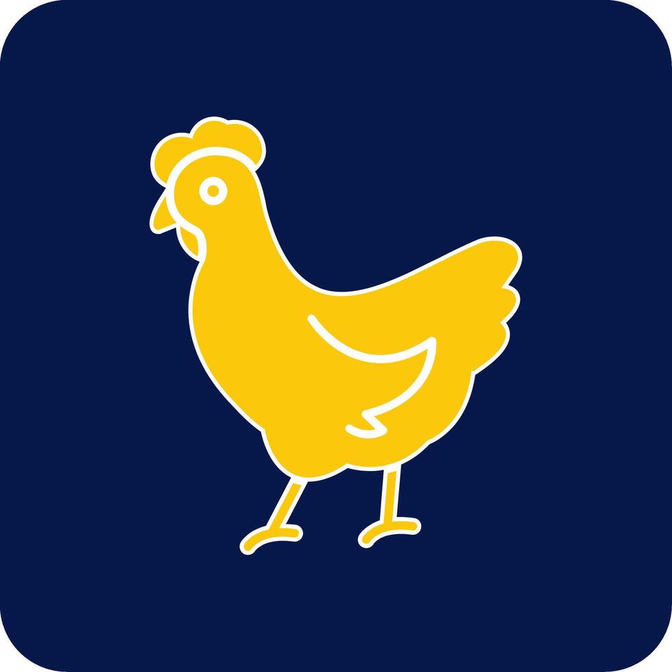 Chicken Glyph Square Two Color Icon vector