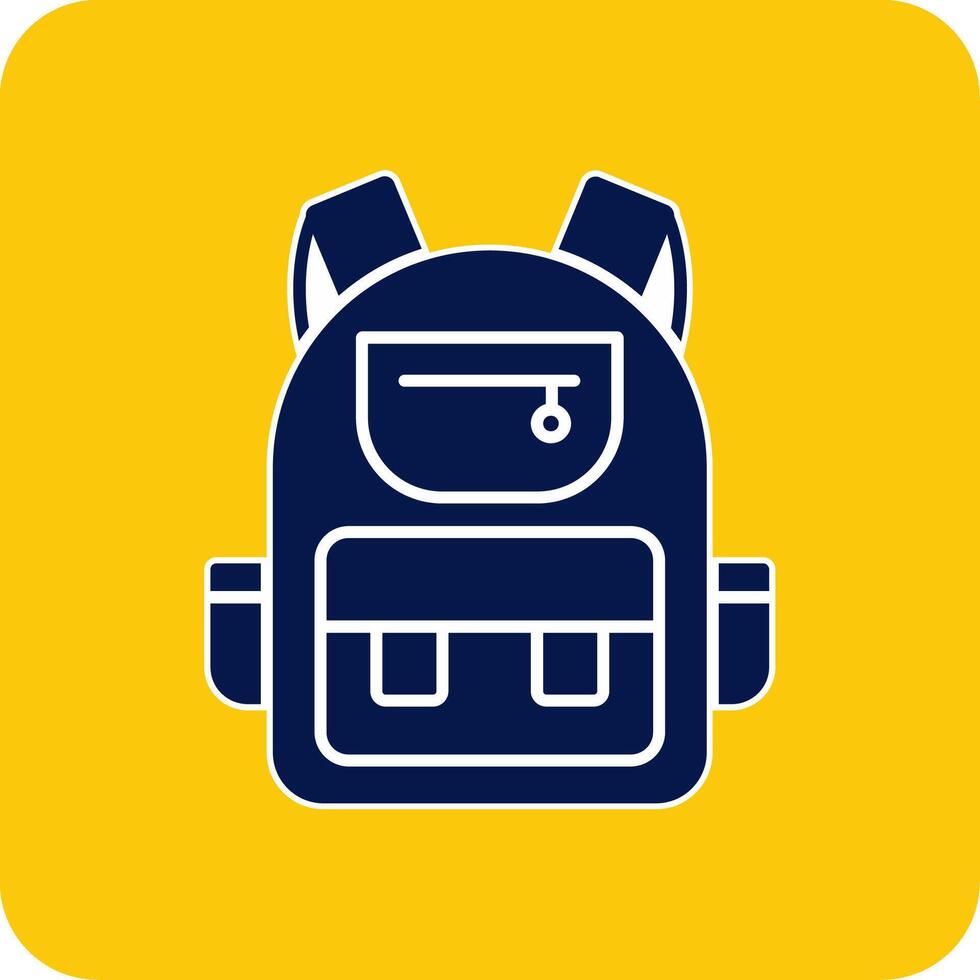 Backpack Glyph Square Two Color Icon vector