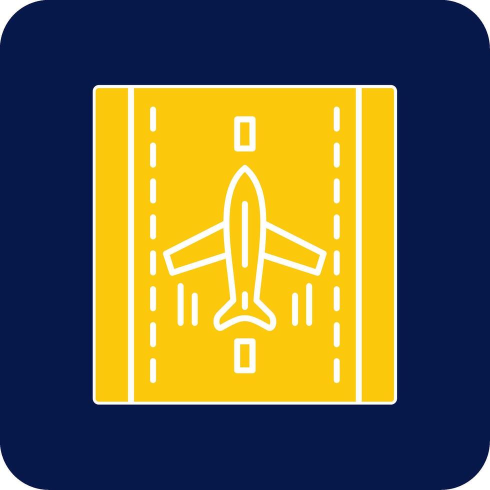 Landing Airplane Glyph Square Two Color Icon vector