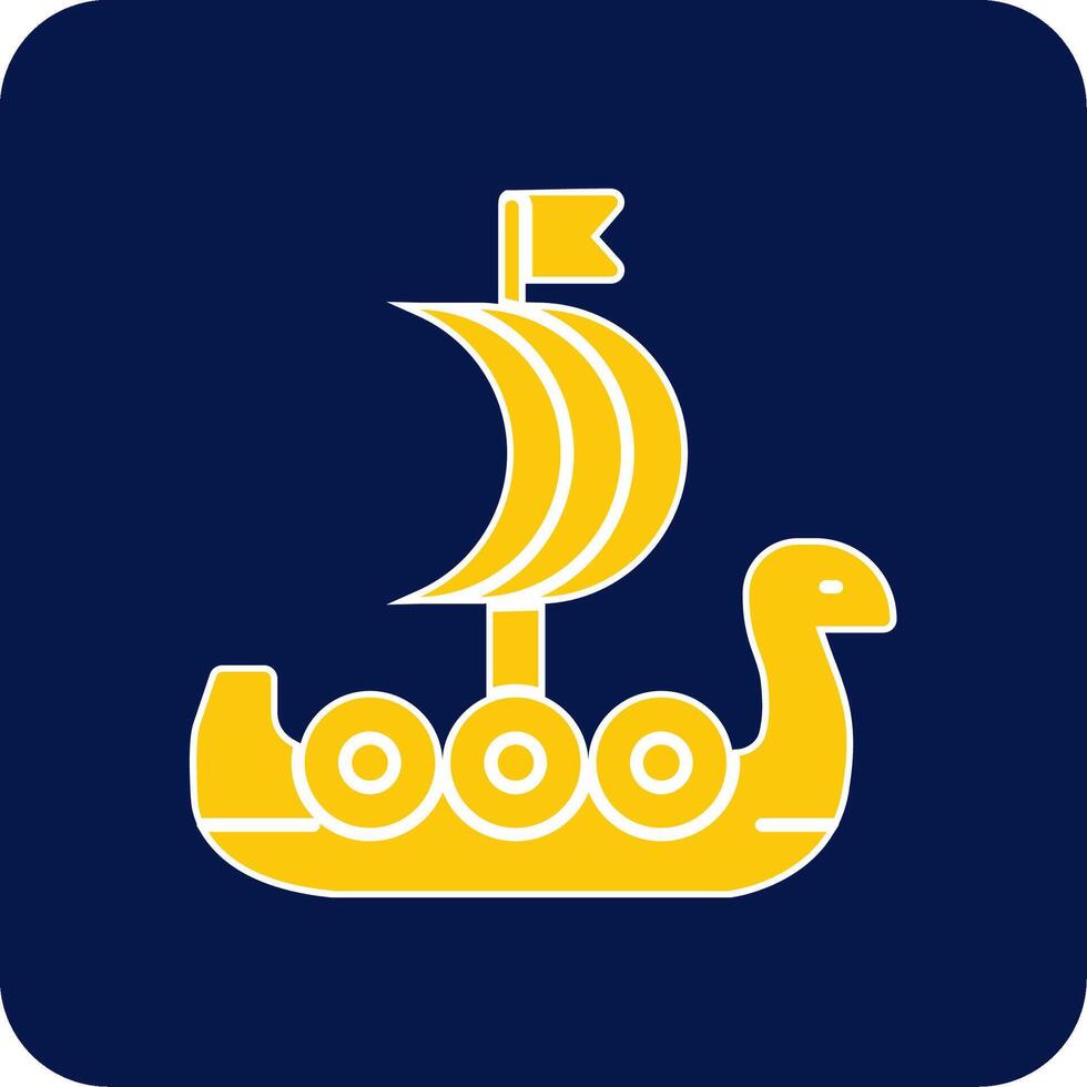Viking Ship Glyph Square Two Color Icon vector