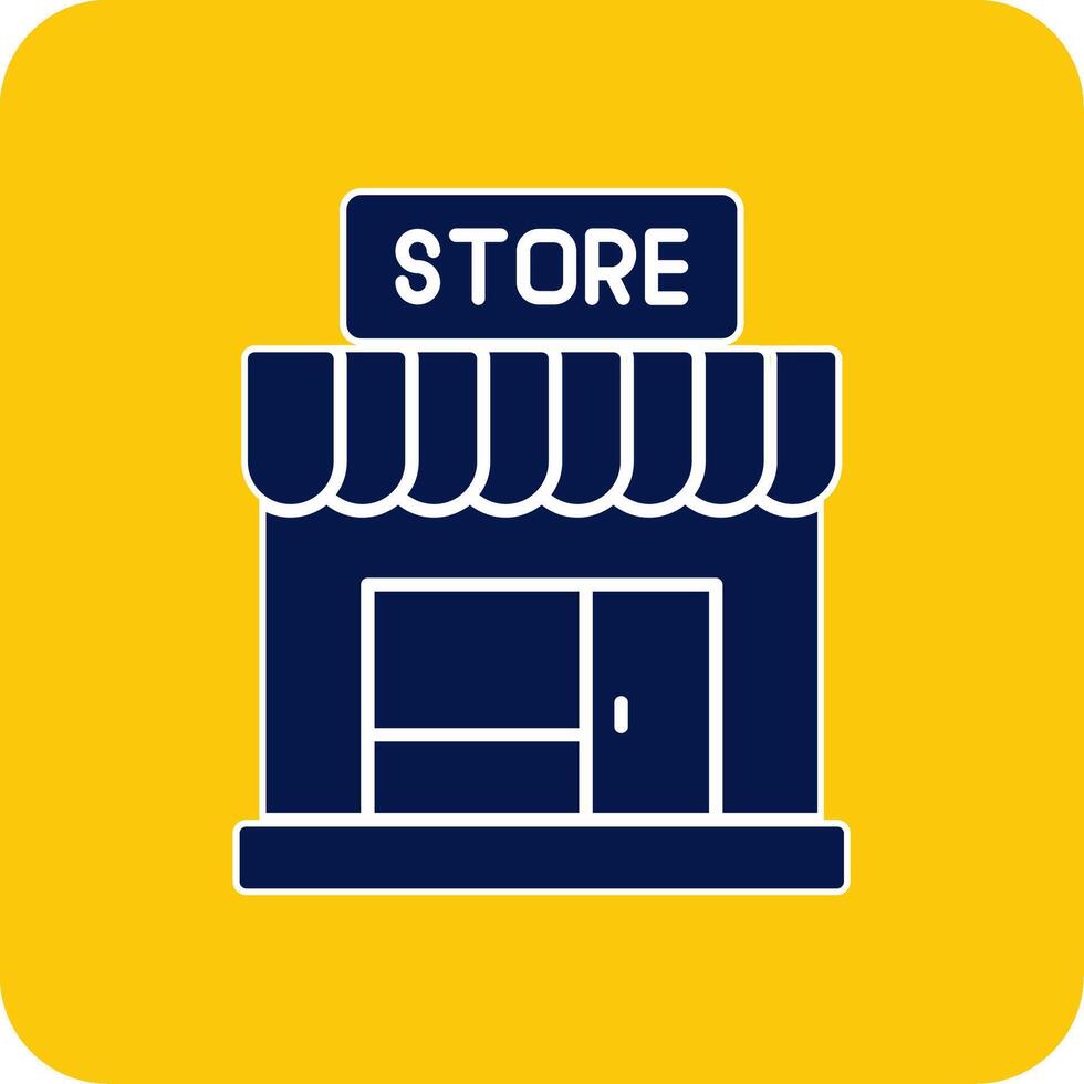 Store Glyph Square Two Color Icon vector