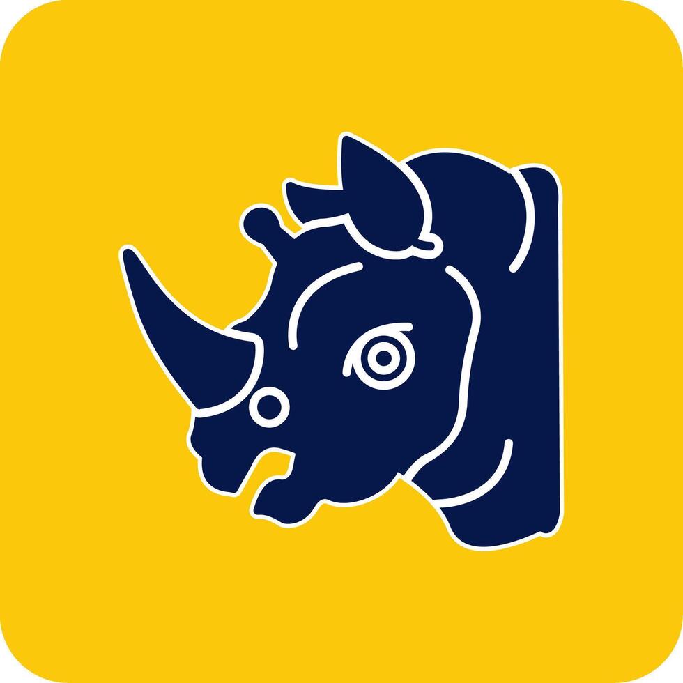 Rhinoceros Glyph Square Two Color Icon vector