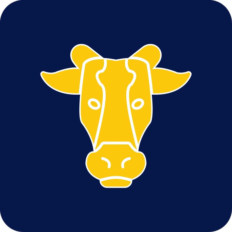 Cow Glyph Square Two Color Icon vector