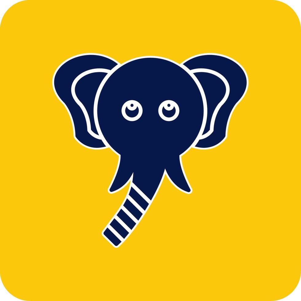 elefante glifo cuadrado dos color icono vector