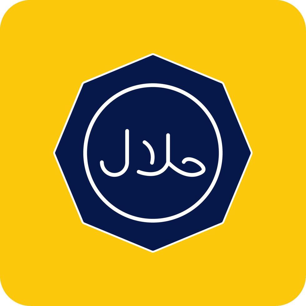 Halal Glyph Square Two Color Icon vector