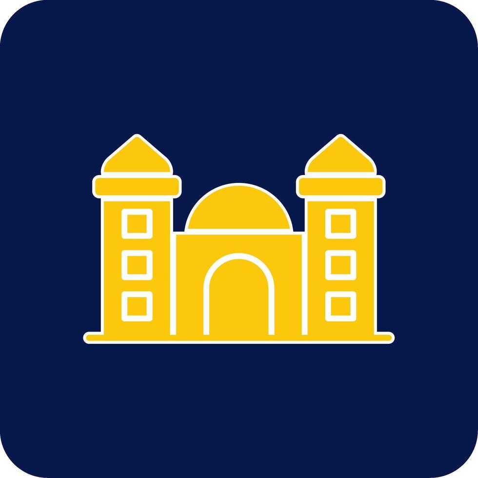 Mosque Glyph Square Two Color Icon vector