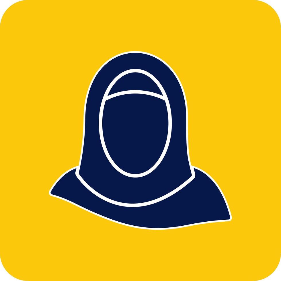 hijab glifo cuadrado dos color icono vector