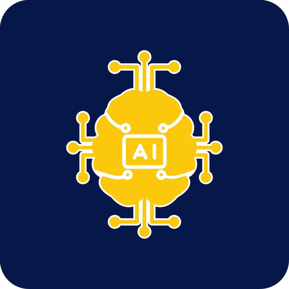 Artificial Intelligence Glyph Square Two Color Icon vector