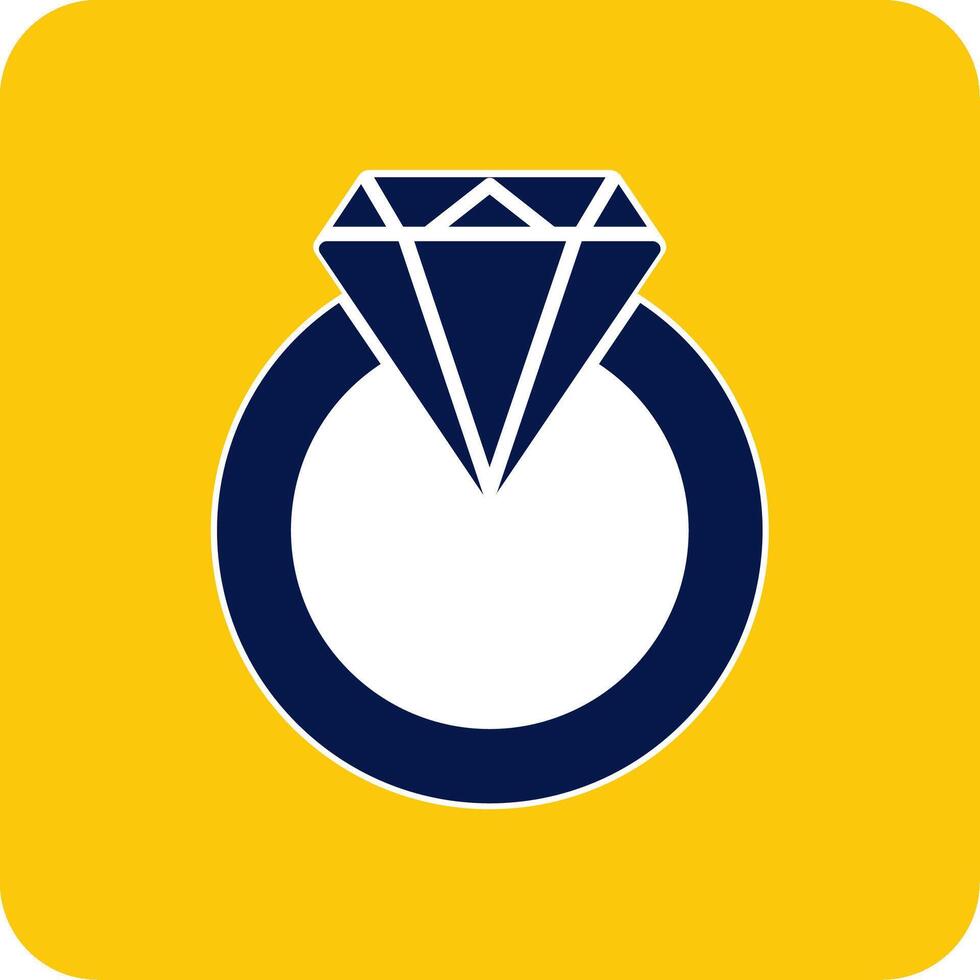Diamond Ring Glyph Square Two Color Icon vector