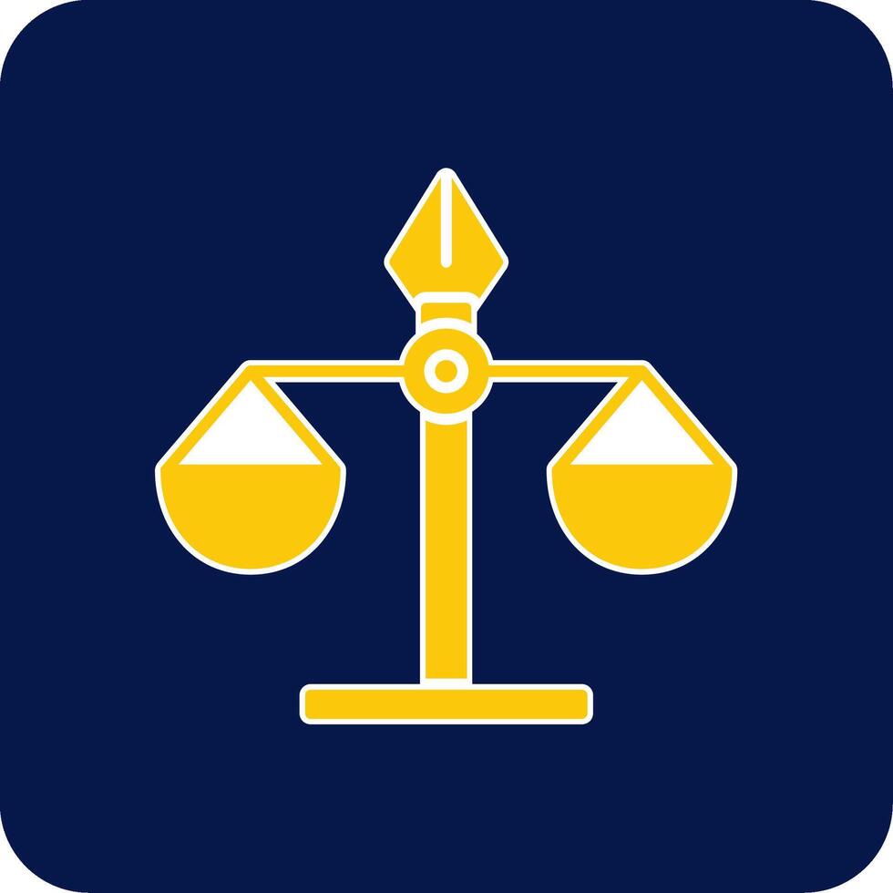 Justice Scale Glyph Square Two Color Icon vector