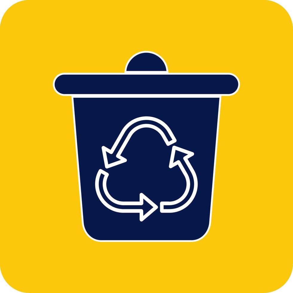 Recycle Bin Glyph Square Two Color Icon vector