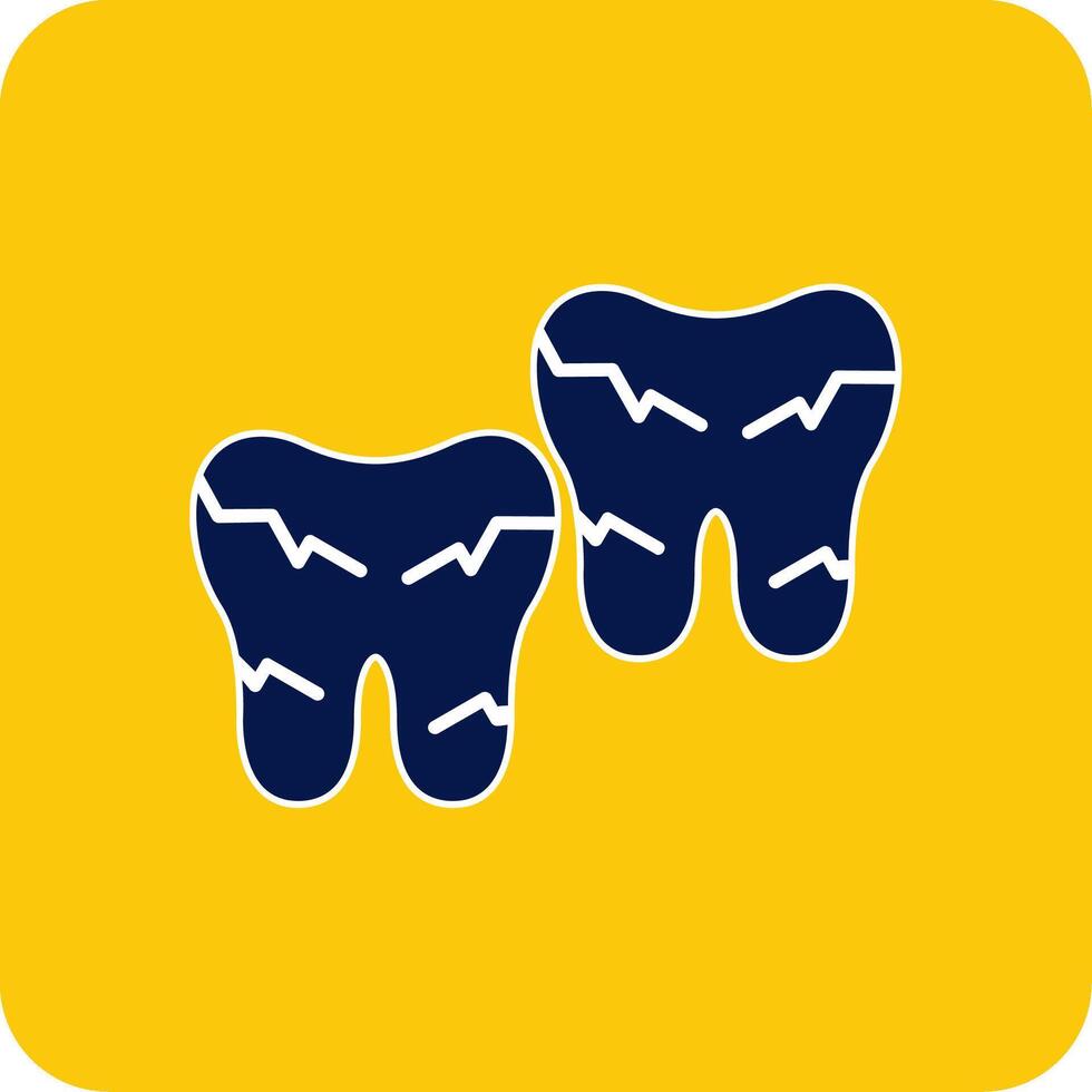 Tooth Damaged Glyph Square Two Color Icon vector
