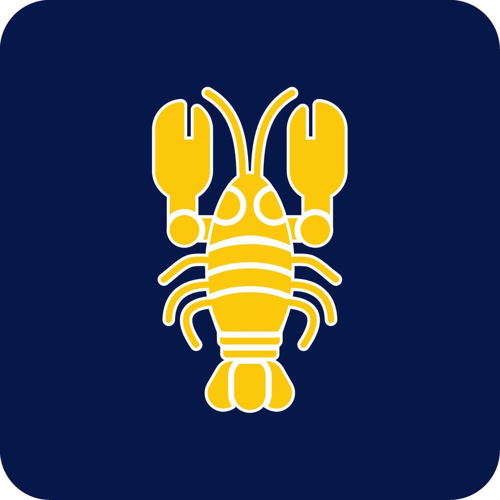 Lobster Glyph Square Two Color Icon vector