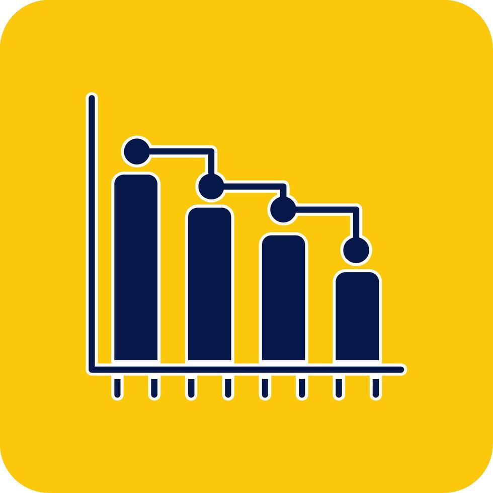 Bar Graph Glyph Square Two Color Icon vector