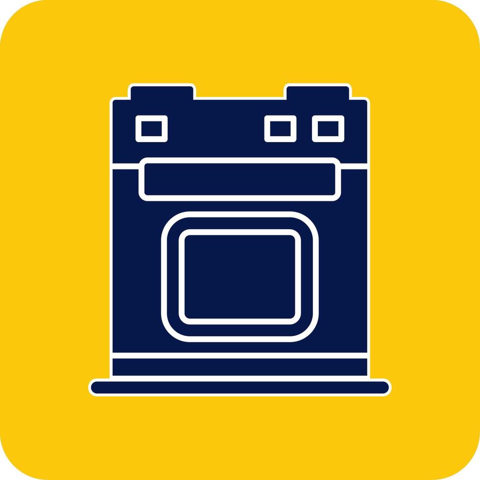 Electric Stove Glyph Square Two Color Icon vector