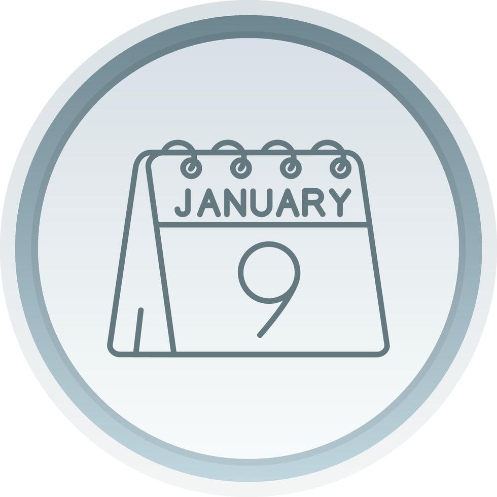 9th of January Linear Button Icon vector