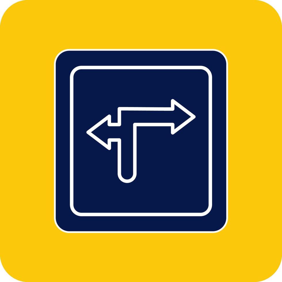 Turn Direction Glyph Square Two Color Icon vector