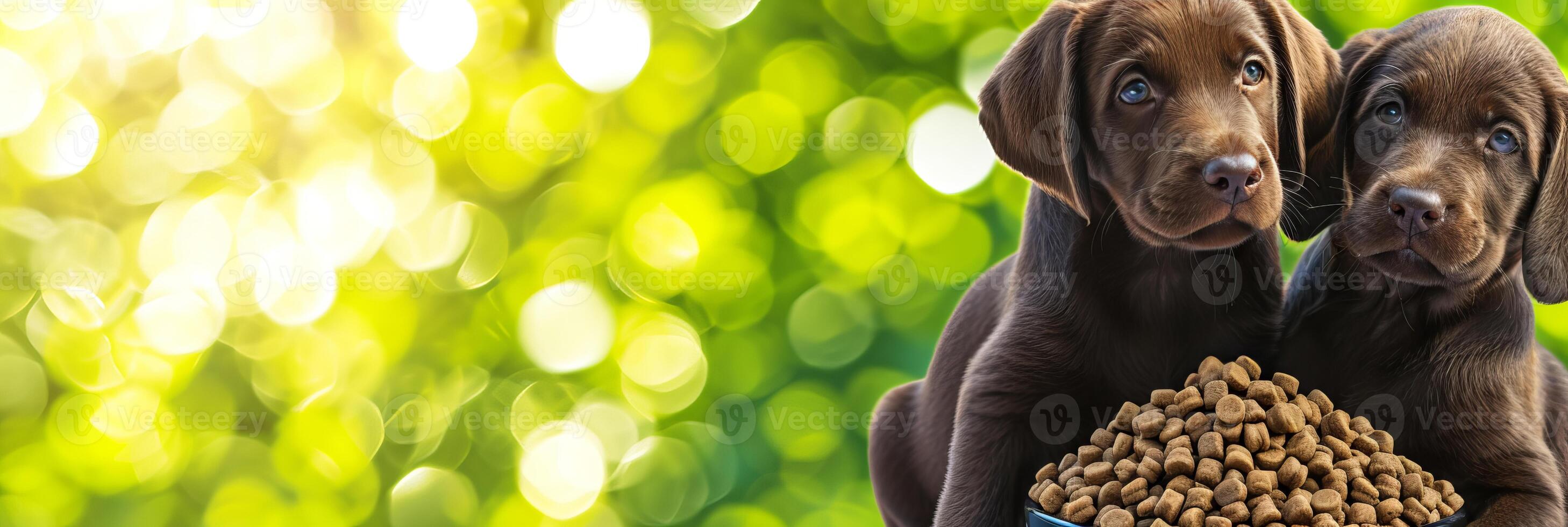 AI generated Happy dog in bubble bath with view, content canine in tub, panoramic image with copy space photo