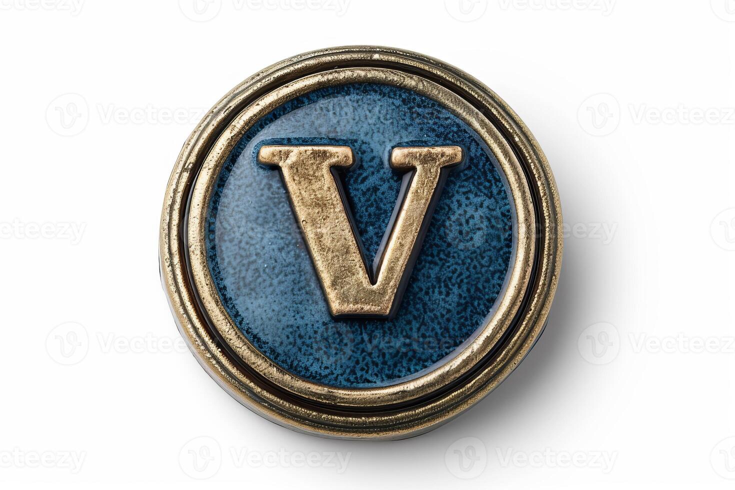 AI generated Stylish capital letter  v  on white background for design and typography purposes photo