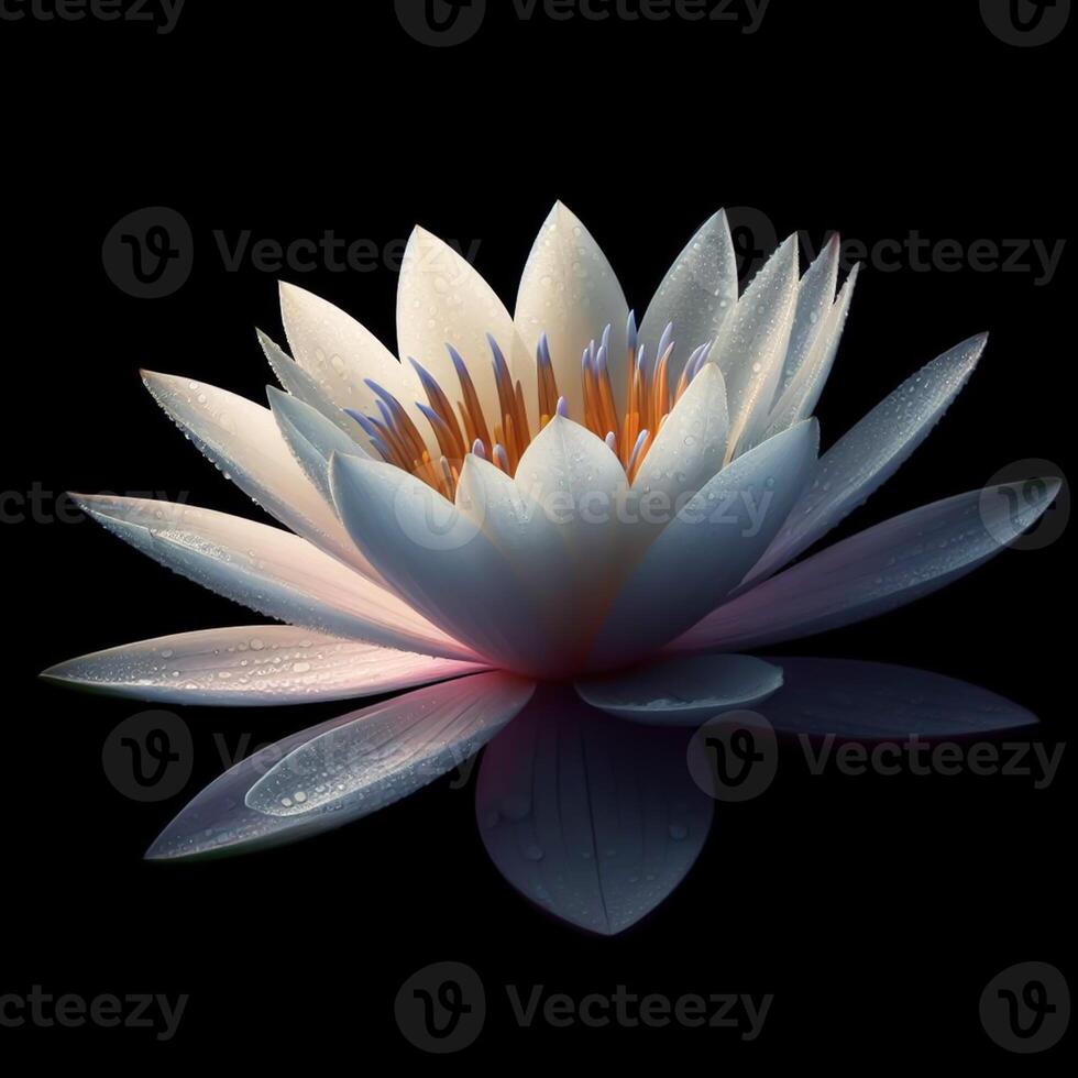 AI generated Lotus isolated on black background. Flowers and plants in spring. photo