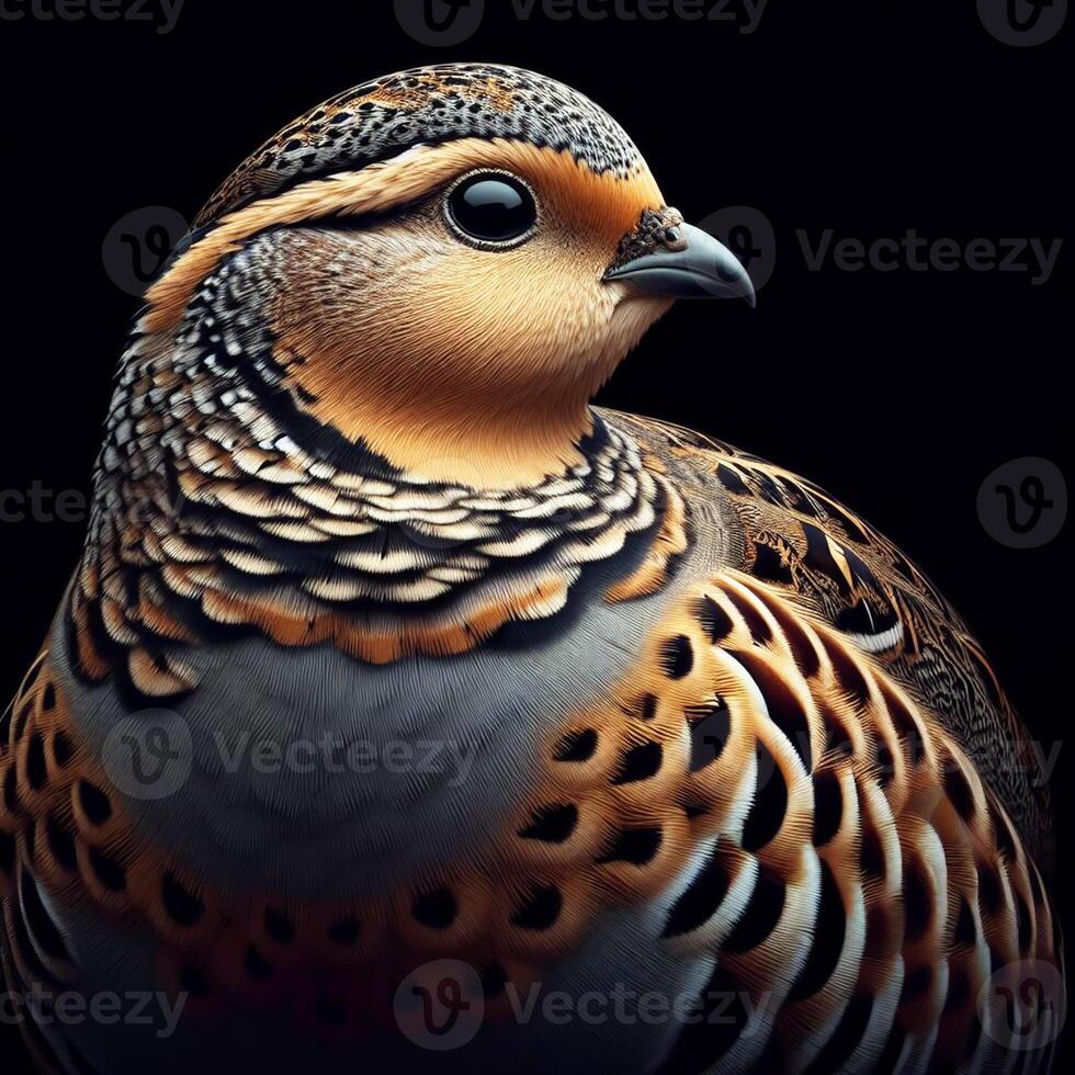 AI generated Realistic partridge isolated on black background. Wildlife. photo