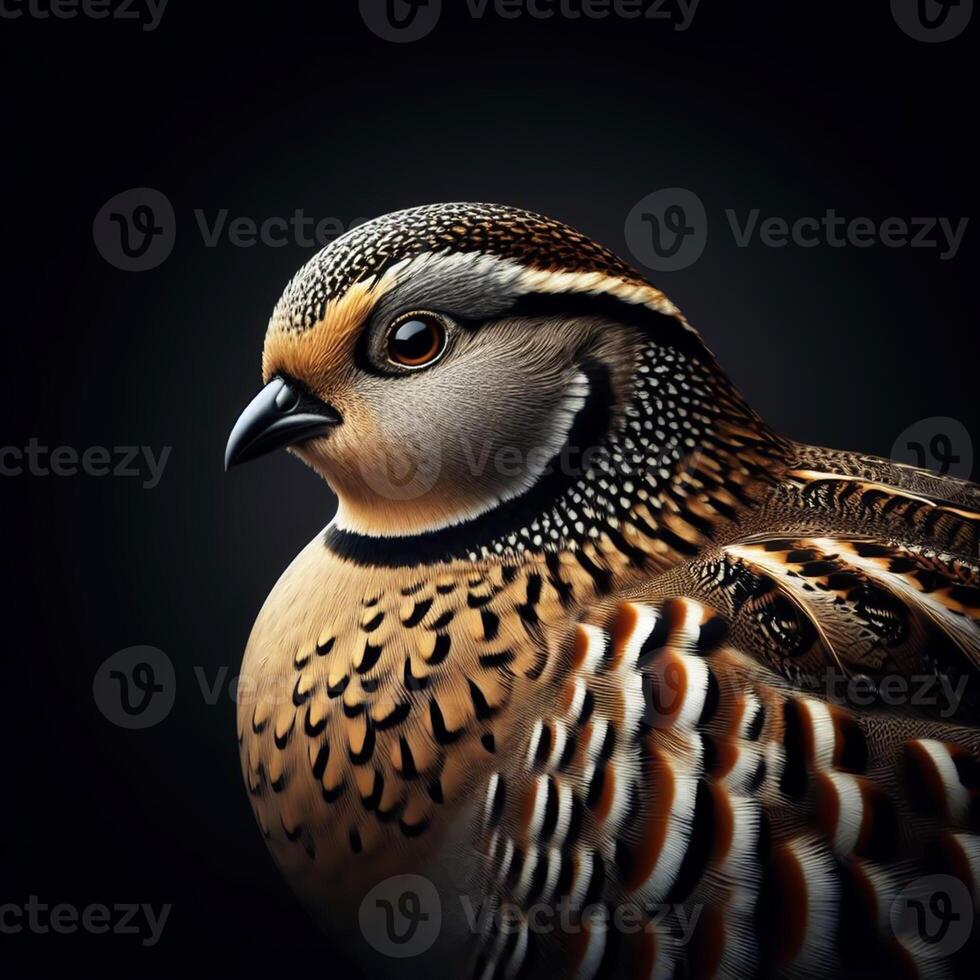 AI generated Realistic partridge isolated on black background. Wildlife. photo