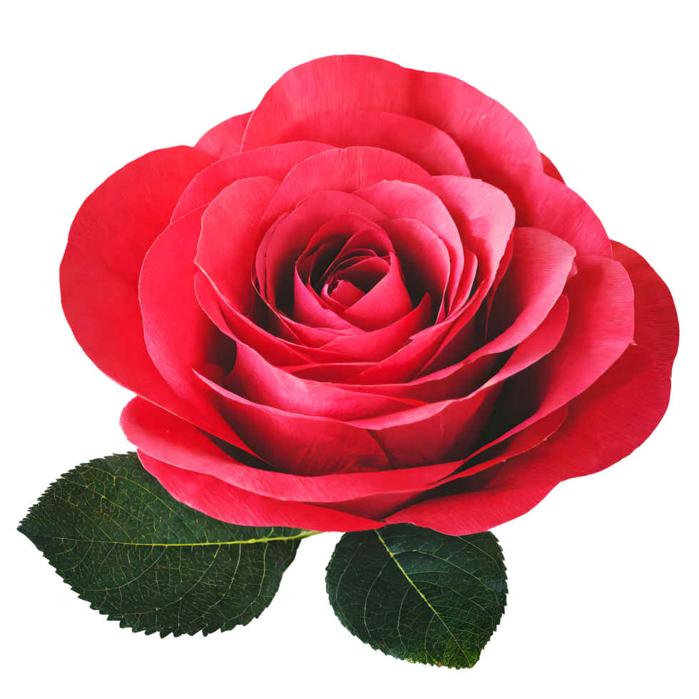 AI generated Red single rose flower on transparent. Valentine day holiday concept png