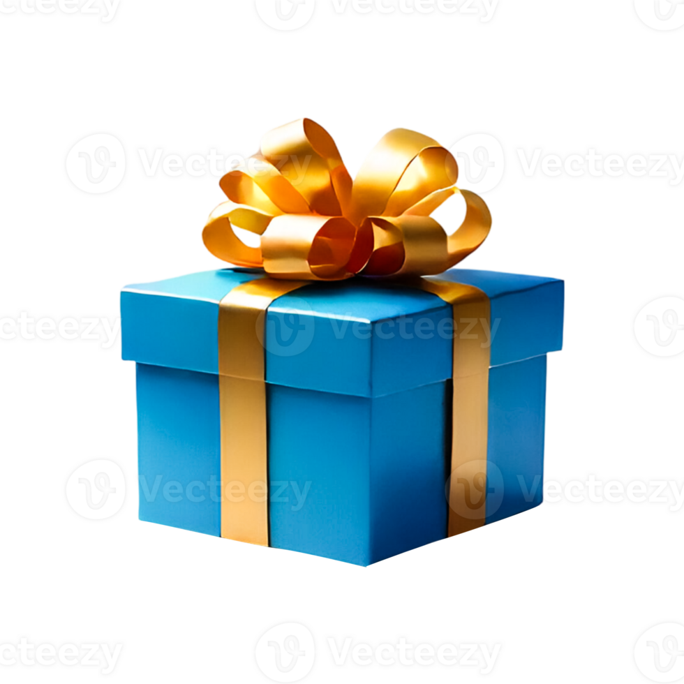 AI generated Blue gift isolated on transparent. Gift box transparent. png