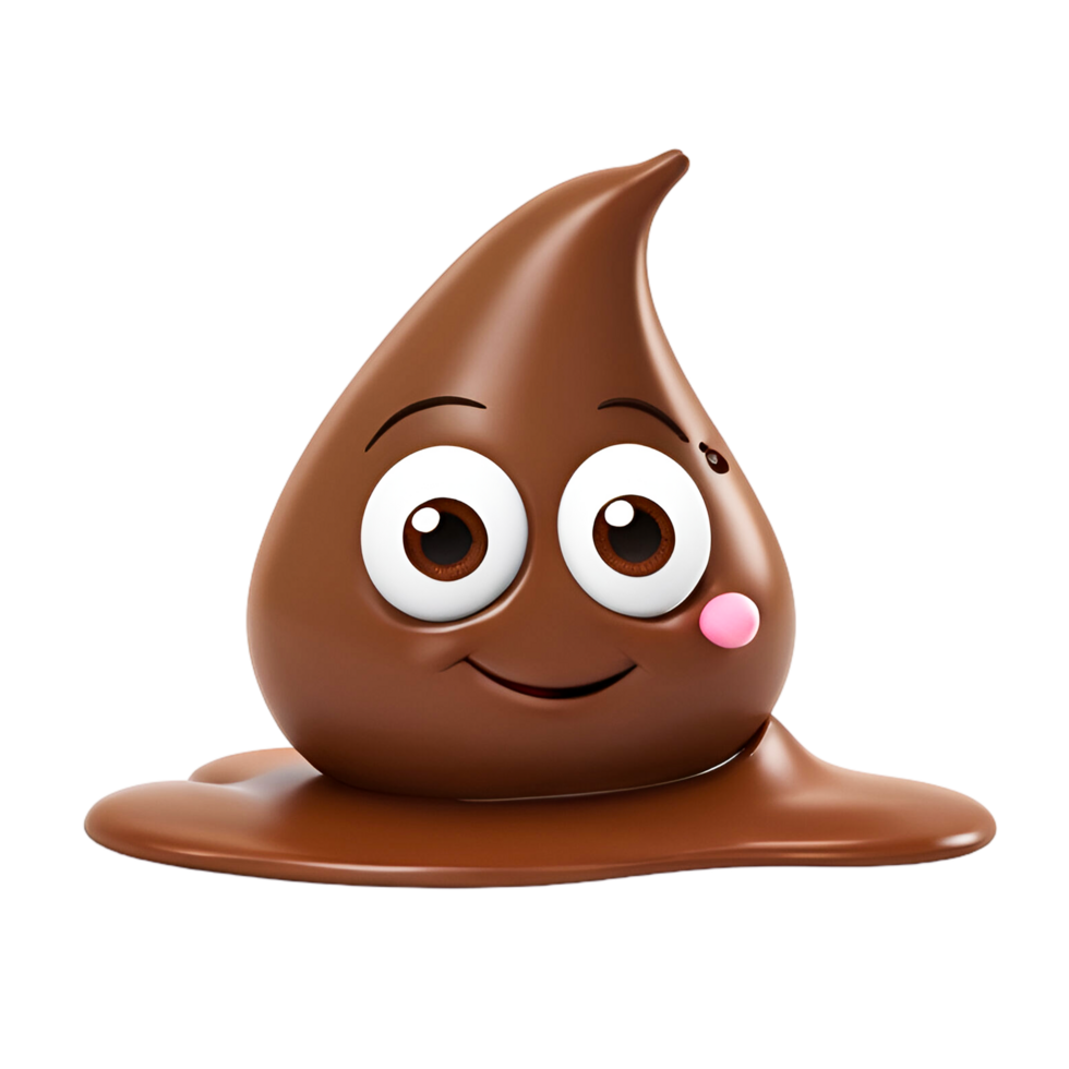 AI generated chocolate drop cartoon illustration face expression transparent ai generated. png