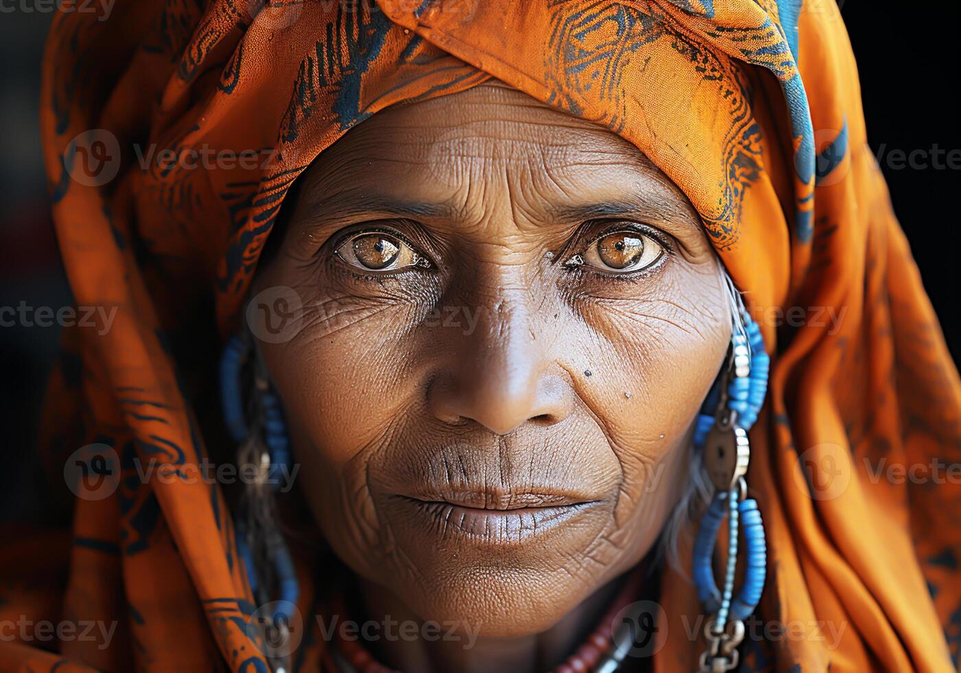 AI generated Beautiful elderly Indian woman. Woman's Day. Tradition and culture. photo